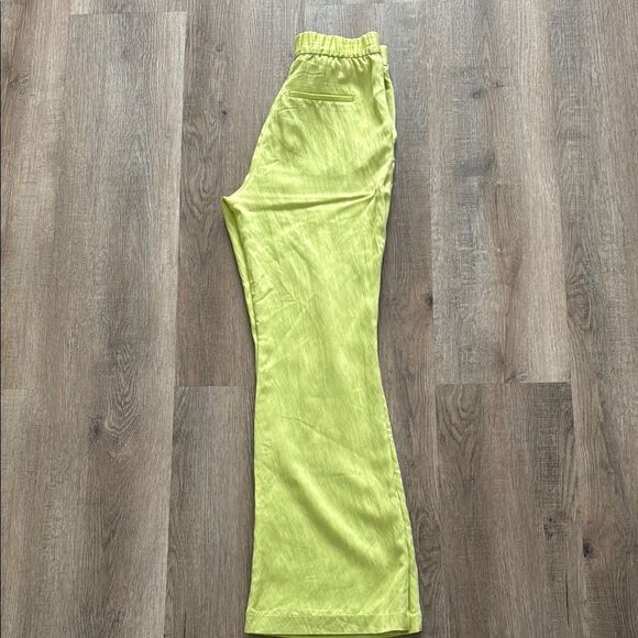 H&M Vibrant Lime Green Boot Cut Pants Viscose light wear - Picture 4 of 5